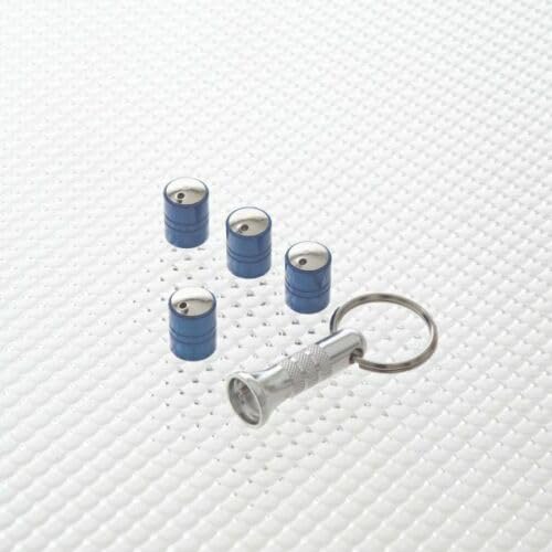 Richbrook Spinning Car Anti-Theft Blue Alloy Wheel Valve Dust Caps - Set Of 4