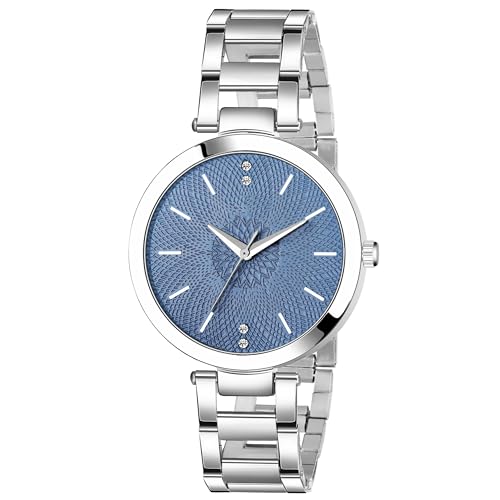 Image of Acnos Silver Plated Mesh Chain Analog Watch for Women - Black /Blue /White /Pink /Brown Dial
