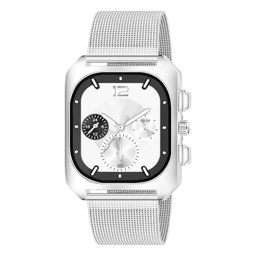 Image of Shocknshop Analog Square Dial Mesh Stainless Steel Strap Watch for Men and Boys -WCH186