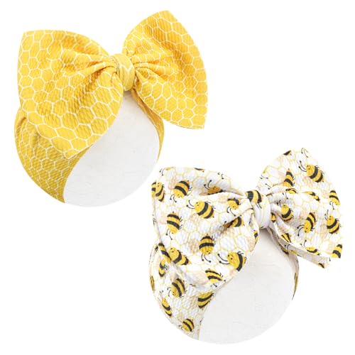 Image of YanJie 7'' 2Pcs Bee Baby Bows for Girls Yellow Headbands for Infant Toddlers Summer Hair Bow Accessories Stripe Outfits for Girl Baby Hair Accessory Gift