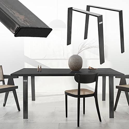 ML-Design 2X Patas de Mesa Loft 90 x 72 cm Soporte Negro Vintage de Acero Inoxidable Bastidor para Mesa de Centro Base de Tablero Sostén para Esctritorio Pie Armazón Velador Marco Diseño Industrial