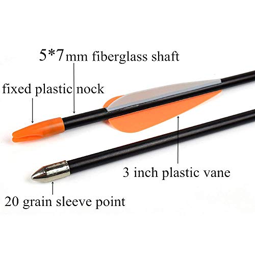 Elong Fiberglass Arrows Archery 26 Inch Target Shooting Practice Safetyglass Recurve Bows Suitable for Youth Children Woman Beginner (6 pcs) - Thumbnail 2