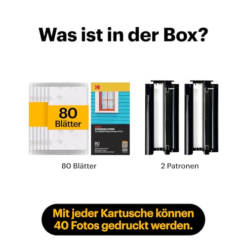 KODAK 4PASS Film-Kartridge(10x15cm) für KODAK Dock und Dock Plus, 80 Blatts