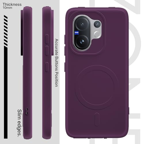 Image of Outlouders Back Cover for Vivo V60 5G / Vivo T4 Pro 5G Soft Matte Silicone Cover with Slim Fit | Mag-Safe Logo (Not Mag-Safe Compatible) | Shockproof | Camera Protection Bumper Case (Purple)