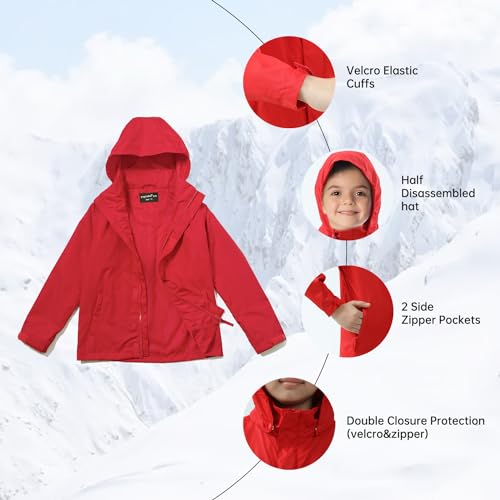 Image of YINGJIELIDE Boys Girls Waterproof Rain Jackets Kids Easy to Fold Windbreaker Lightweight Outdoor Hooded Raincoat