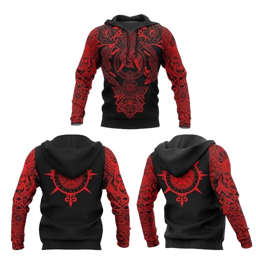 Norse Viking Wolf Hoodie 3D Print Man Vegvisir Odin Fenrir Celtic Knot Rune Unisex Pullover suitable Spring and Autumn hoodie2