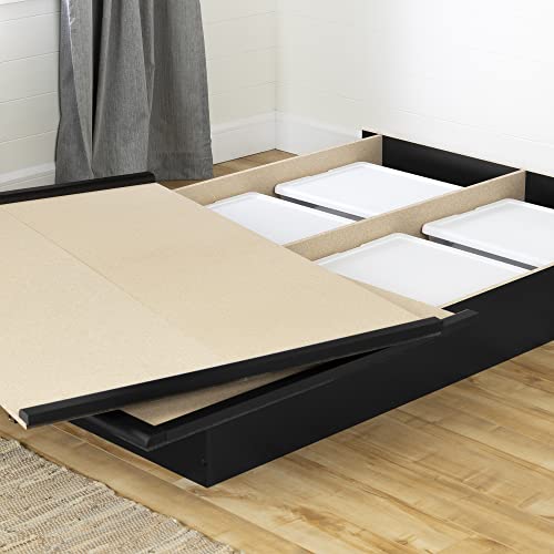 South Shore Step One Platform Bed With Storage, Full 54-Inch, Pure Black #TOP4