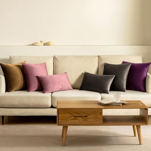 Image of 2 Piece Holland Velvet Cushion Cover, 12x12 inch | 31x31 cm | Rose Gold | Solid Plain Soft & Smooth. Decorative Pillow Cases for Living Room, Bedroom, Couches, Sofa, Bed & Home Decor