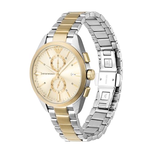 Image of Emporio Armani Stainless Steel Analog Beige Dial Men's Watch-Ar11605, Band Color-Two-Tone