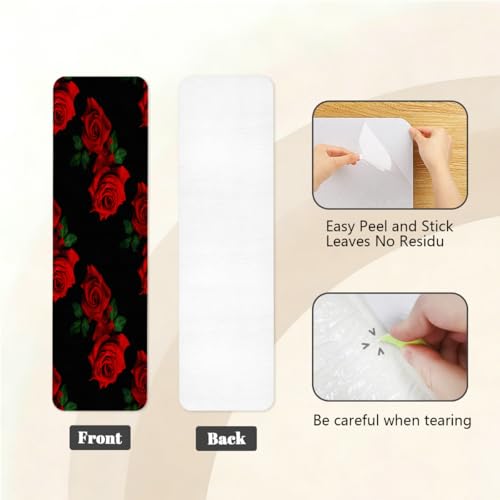 Alfombra antideslizante para escaleras de 7.8x30 pulgadas flores rojas suave 5