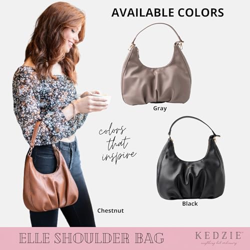 KEDZIE Elle Shoulder Bag Vegan Leather Crossbody Purse for Women - Chestnut4