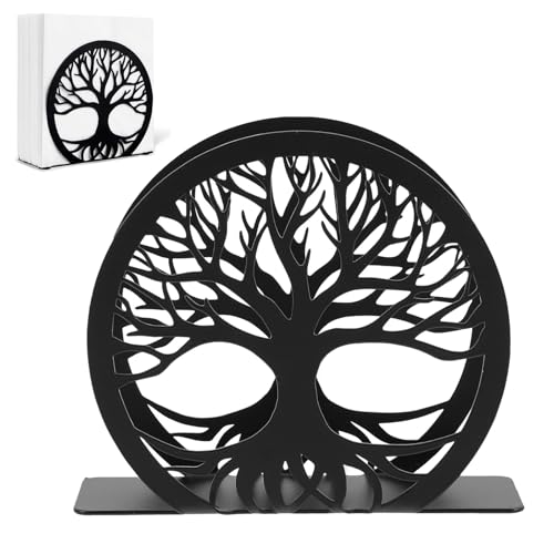 Servilletero Vertical ARCPNRT, Dispensador de Servilletas, Diseño de Hoja Redonda, Servilletero Metálico Independiente, Negro