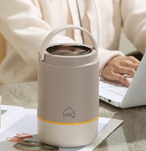 Image of House of Quirk 304 Stainless Steel Lunch Box - 900ml Three-Layer Portable Bento Box with Lid for Office Workers & Students (Oatmeal)