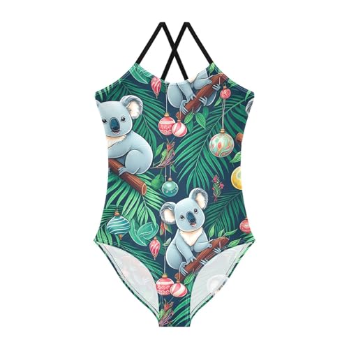 Cute Koalas Tropical Palm Girls One Piece Swimsuit Beach Swimwear 20861949