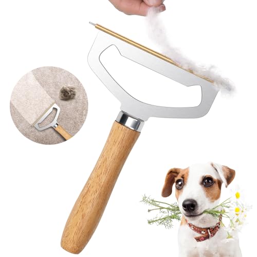 oaknovila Pro ? 金属製カーペットブラシ ペット毛取り、2.5mm厚の木製ハンドル付き ポータブルカーペットスクレーパー、ソファ用の埋め込み型糸くず取り・毛玉取り 犬猫用毛取りツール、家具用毛玉取りツール