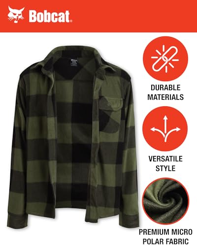 Bobcat Boys' Long Sleeve Button Down Shirt - Soft Micro Polar Woven Plaid Flannel Shirt for Boys (Sizes: 8-18)2