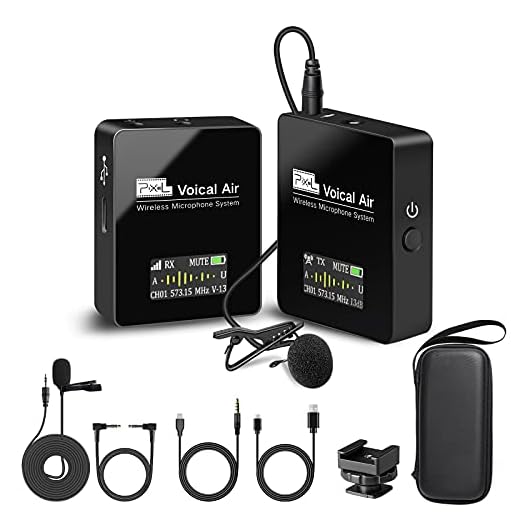 Pixel Wireless Lavalier Microphone - Compact Wireless Microphone System Transmitter and Receiver for Camera,Smartphones,DSLR,Mirrorless and Video Cameras,Mobile Devices YouTube Facebook Live