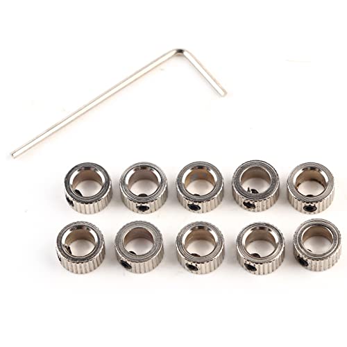 flexman 10Pcs Carbon Steel Shaft Collar, Electroplate Ferronickel Shaft Lock Collar Ring with Hex Wrench for Locks Wheels and Steel (Latte Style 6.1mm)