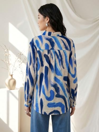 Image of OOMPH! Women Abstract Printed Smart Casual Oversized Shirt | Trendy Printed Shirts | Fun Prints | Drop Shoulder Oversized Westernwear