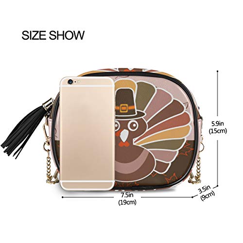 ALAZA Women's Happy Thanksgiving Celebration Design with Turkey Fashion Purses Bag with Metal Chain Strap for Travel Shopping3