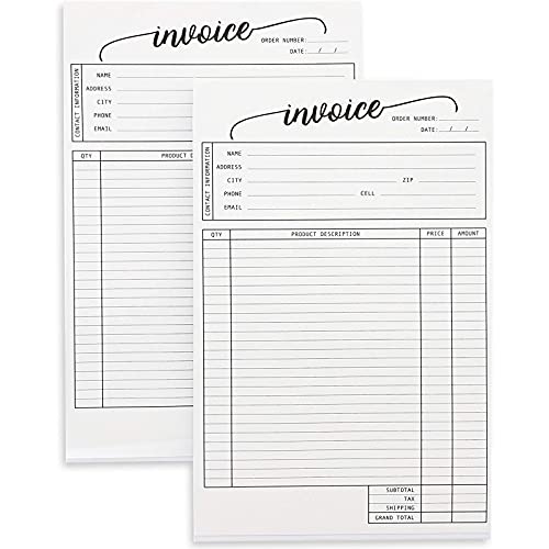 2 Pack Carbonless Work Order Forms with Copy, Invoice Book for Small Business Supplies, 100 Sheets Per Pad (5.5 x 8.5…