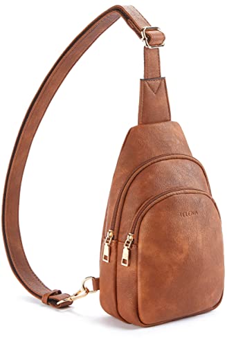 Telena Sling Bag Brusttasche, Crossbody Umhängetasche Damen PU Leder Sport...