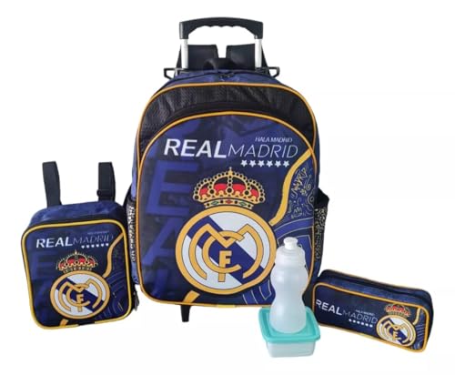 Kit Mochila Escolar Madrid Futebol Rodinhas G Meninos