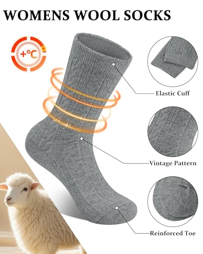 Image of Loritta Wool Socks for Women, Winter Warm Hiking Boot Socks Gifts