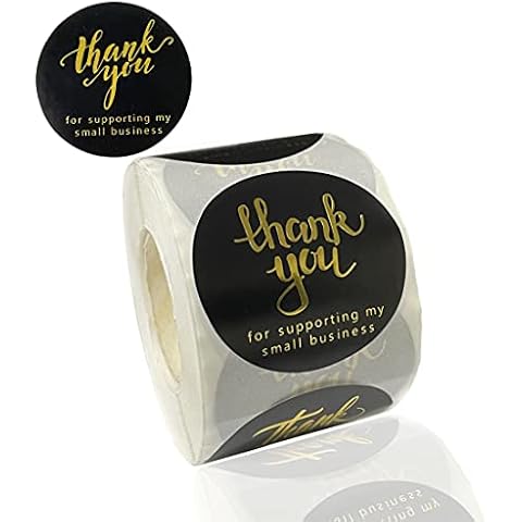 Thank You Stickers, 2'' Thank You for Supporting My Small Business Stickers Roll, Small Business Stickers Gold Font, Thank You Stickers for Packaging Greeting Cards, Flower Bouquets, Gift Wraps, Bags Cover