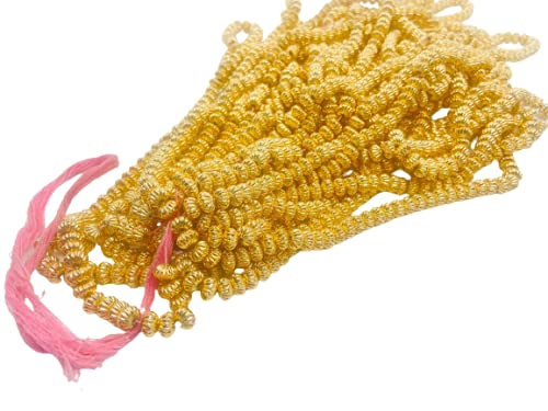 B&C Designer Golden Plastic MOTI -8 MM(TYRE) I(Golden Metal Polish)(1BUNCH-12 LINE Each)(1800+ MOTI Approx)