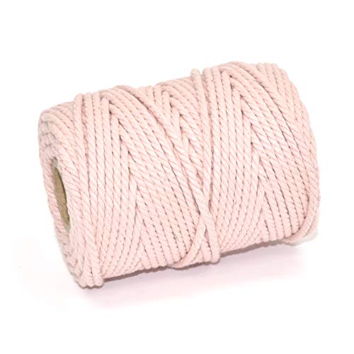 50M Spools - Everlasto 3 Strand Soft Cotton Coloured Macrame Craft Cord (3.5mm approx) (CHERRY), 4mm