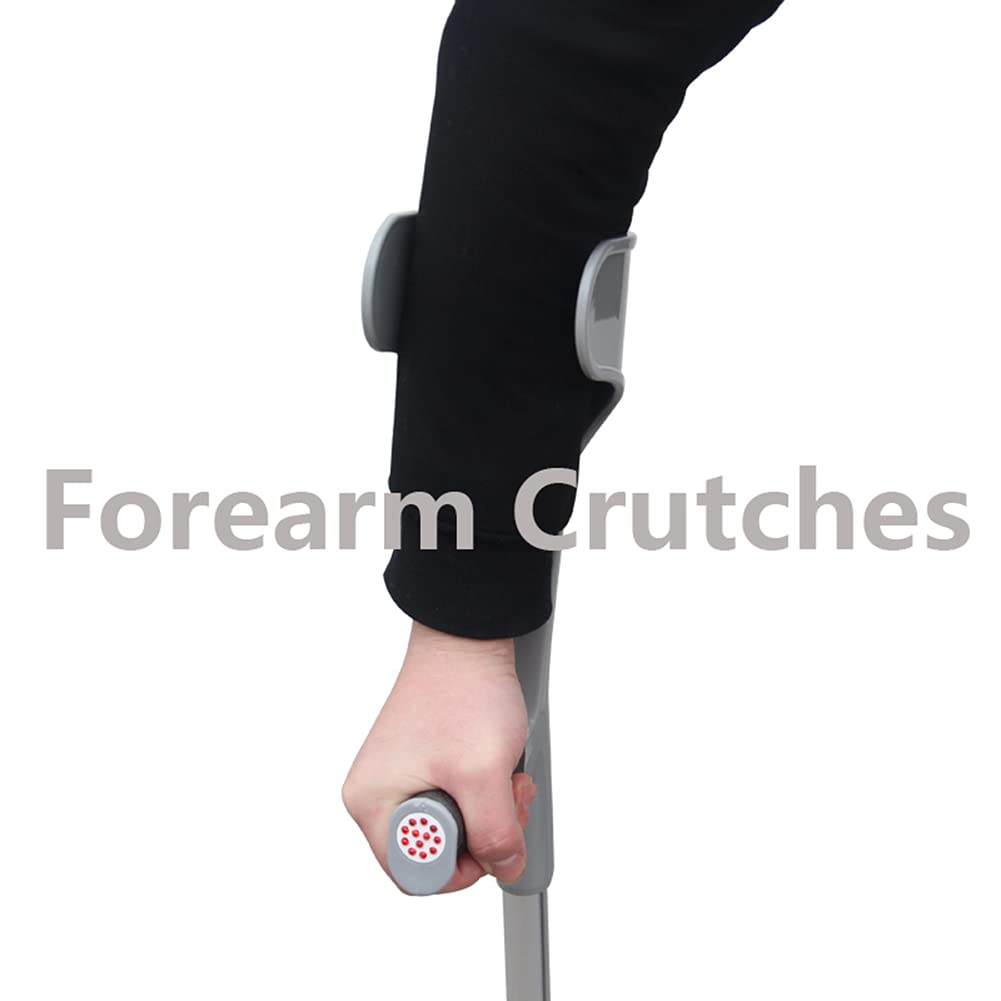 Muletas de antebrazo ajustables con puño abierto, muletas de codo plegables portátiles para adultos, hombres, mujeres, bastones de aleación de aluminio, rodamiento de 220 libras, azul/rosa/n