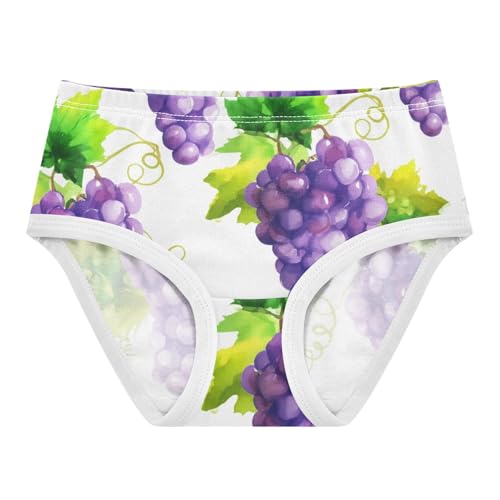 Cotton Girls Underwear Toddler Purple Grape Green Leaves Panties Little Girl Fun Print Briefs Kids Undies 2t