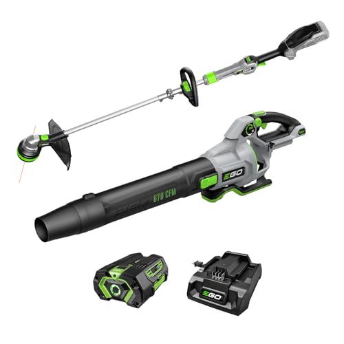 EGO POWER+ Combo, Cordless Trimmer and Blower, 15' Trimmer for Weeds and Grass with POWERLOAD and Cordless Electric 670 CFM Blower, Includes 56V 4.0Ah Battery and Charger - ST6703LB