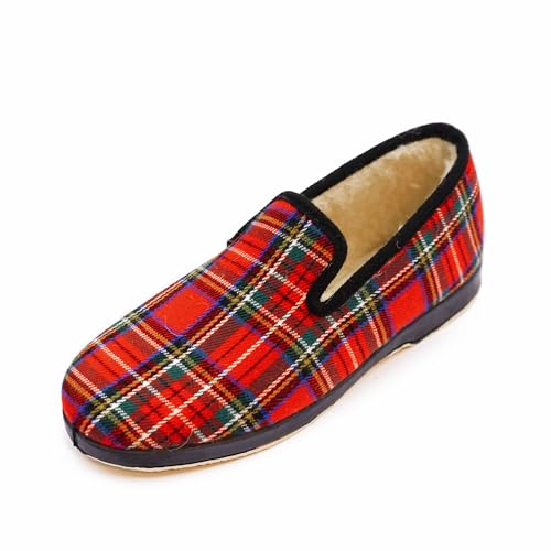 JEVA Charentaises pour homme - Écossais Prime (Rouge, Système Taille Chaussures EU, Adulte, Homme, Numérique, Moyen, 43)