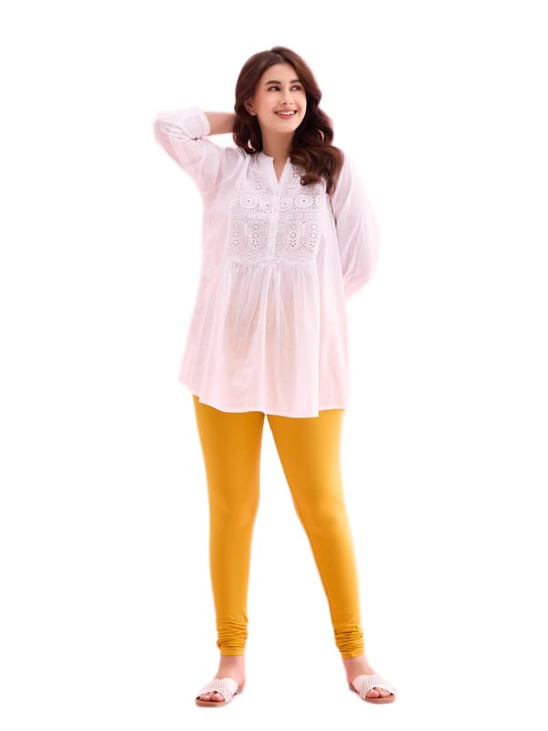 Image of GO COLORS Soft Cotton Stretch Churidar for Women | Breathable, Mid Rise, Full Length