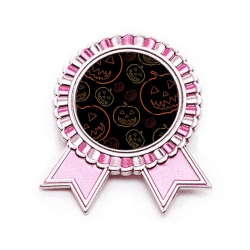 Broche citrouille rose métal M bijoux Halloween épinglette automne