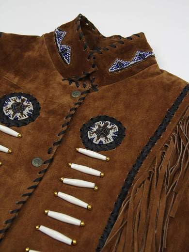 Western Suede Leather Vest Men Native American Cowboy Fringe Vest Wedding Waistcoats Tassels, Beads & Braid2