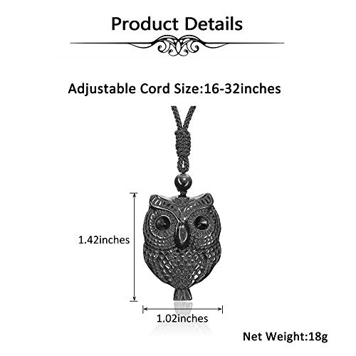Top Plaza Men Women Owl Gifts Pendant Necklace Amulet Talisman Protection Pendant Necklace Natural Golden Obsidian Healing Crystal Carved Gemstone Necklace #2 #TOP5