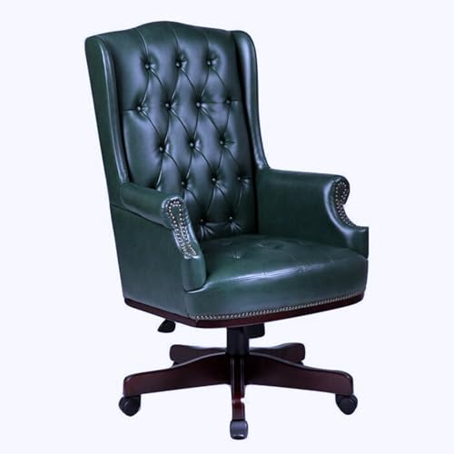 Image of High Back Leatherette & Wooden Office Chair | Revolving & Height Adjustable | Director and CEO & Executive Chair | 5-Year Warranty & Free Assembly | Green Color - (111012248)