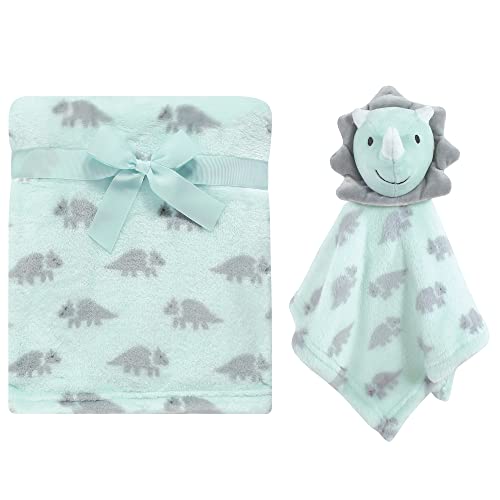Image of Hudson Baby Unisex Baby Plush Blanket with Security Blanket, Triceratops, One Size