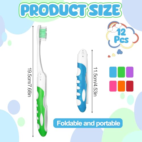 12 Stück Reise Zahnbürste, Klappbare Reisezahnbürste Travel Toothbrush für Unterwegs Camping Reisen Kinder Erwachsene, 12 Zahnbürste