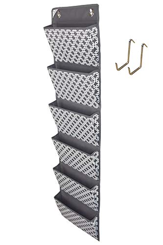 COMPONO Office Supplies Storage Organizer Includes 2 Over Door Hangers, 6 Pocket Chart for Home, Business, Clothing, and School Organizers (Trellis Pattern)