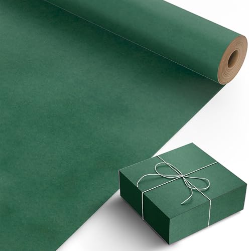Kraft & Co Recycled Kraft Wrapping Paper Roll 69cm x 20m 80gsm Durable Tear-Resistant Gift Wrap Eco-Friendly Recyclable & Biodegradable All-Occasion Wrapping Paper - Green