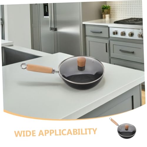 Wok estilo tradicional con tapa y mango de madera miniatura 3