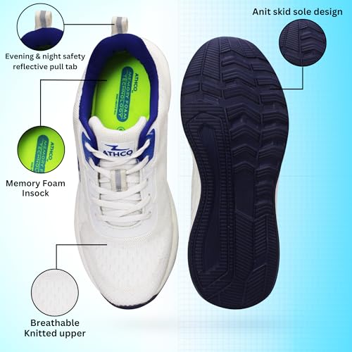 Image of ATHCO Mens Crysta Memory Foam Comfort Shoes|Running|Walking|Training|Gym|Jogging|Sneaker|Athletic|Laceup|Flexible|Lightweight|Dailyuse|Sports|Casual|ExtraSoft|Fitness