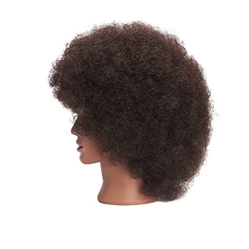 C: Traininghead 10'' Afro Mannequin Head With 100% Human Hair Training Head Manikin Cosmetology Doll Head For Hairdresser With Clamp Stand (C)