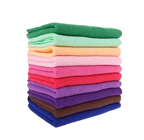 SM ENTERPRISE Cleaning Towel Multicolor Pack of 8 Pure Cotton. Washable Cleaning Cloths Lint Free Towels for Kitchen, Cars, Windows Ultra Absorbent Super Soft Wash Clothes 30 x 30 CM