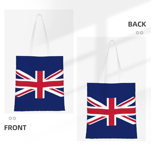British Flag Print Reusable Canvas Tote, Shopping Bag With Handles For Daily And Grocery Use3