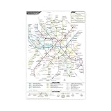 Póster de mapa del metro de Moscú ruso subterráneo para dormitorio, decoración de pared, oficina, habitación, decoración estética, regalo, sin marco, 50 x 75 cm